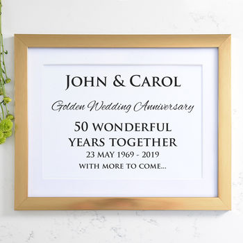 Personalised Golden Wedding Anniversary Framed Print, 4 of 4