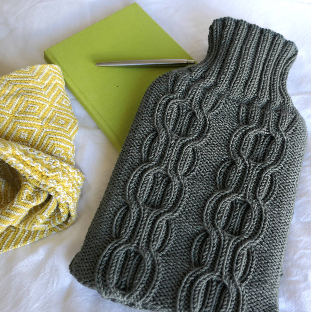 Cashmere Hand Knit Hot Water Bottle *Grey, 1 of 4