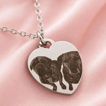 Photo Engraved Stainless Steel Silver Heart Necklace, 3 of 13