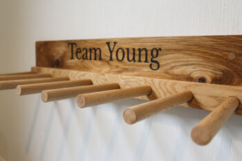 Engraved Oak Welly Boot Rack, 5 of 8