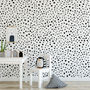 Black Or Grey Dalmatian Dots Self Adhesive Wallpaper, thumbnail 1 of 5