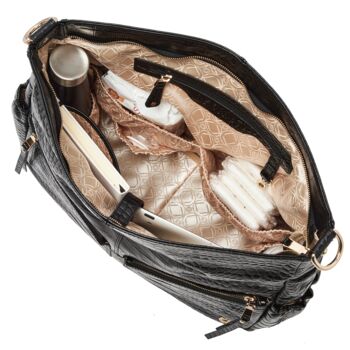 Lennox Black Embossed Leather Handbag, 9 of 10