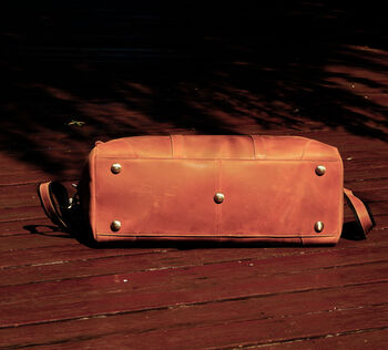 Stitched Detail Genuine Leather Holdall Vintage Look, 7 of 12