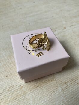 Adjustable Gold Vine Leaf Ring, 4 of 6