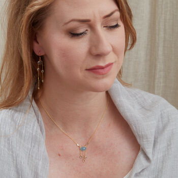Aquamarine And Diamond Slice Pendant Necklace, 3 of 10