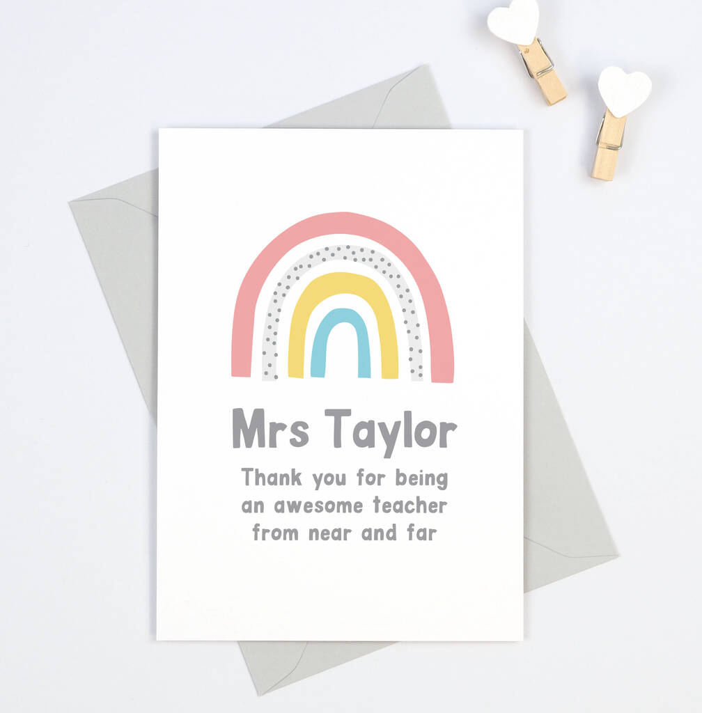 Rainbow Personalised Teacher Thank You Card By Project Pretty ...