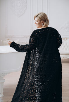 Black Macrame Lace Kimono Cape, 3 of 12