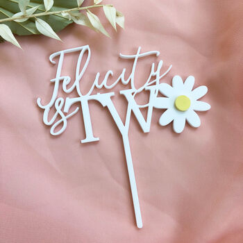 Daisy Flower Fourth Birthday Personalised Cake Topper, 3 of 7