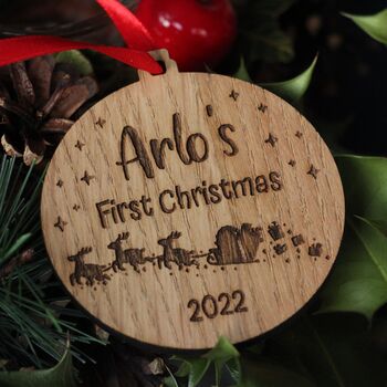Baby's First Wooden Bauble Christmas Ornament Keepsake, 3 of 3