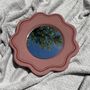 Scallop Edged Hand Painted Ceramic Accent Mirror, thumbnail 4 of 6