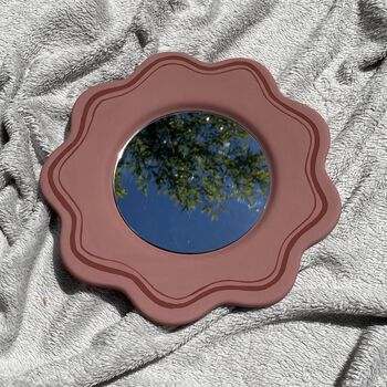 Scallop Edged Hand Painted Ceramic Accent Mirror, 4 of 6