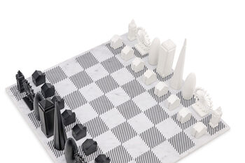 Skyline Chess Set On Black Marble Board, 2 of 8