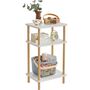 White Three Tier Side Table Narrow End Table Nightstand, thumbnail 6 of 9