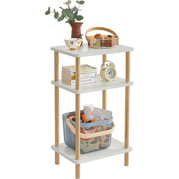 White Three Tier Side Table Narrow End Table Nightstand, 6 of 9