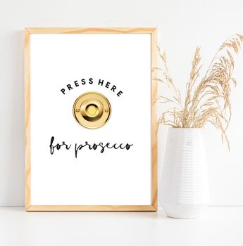 Proessco Gift Press Here For Prosseco Kitchen Bar Print, 2 of 2