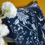 Luxury Soft Velvet Cushion Swallow Birds Flowers Blue, thumbnail 6 of 6