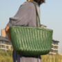 Handmade Woven Leather Tote Shopping Bag, thumbnail 5 of 12