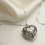 Sterling Silver Vintage Heart Locket Necklace, thumbnail 2 of 9