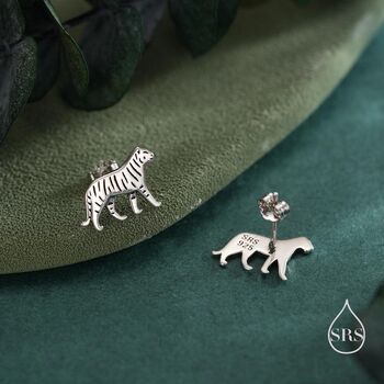 Sterling Silver Tiny Tiger Stud Earrings, 6 of 12