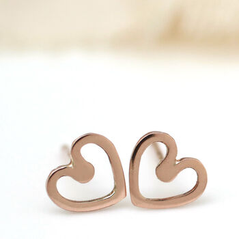 Tiny 9ct Gold Earrings. Heart Studs, 8 of 12