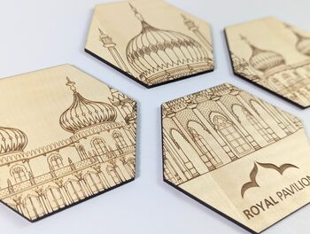 Brighton Royal Pavilion Coasters Set Of Four Maple Wood, 4 of 9