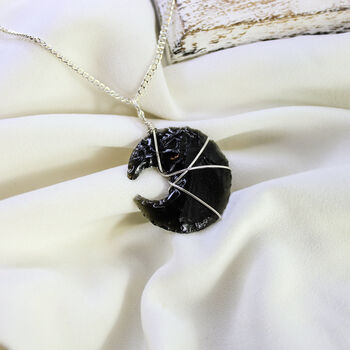 Black Obsidian Crescent Moon Crystal Necklace, 2 of 5