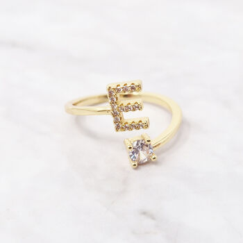 Gold Plated Adjustable Personalised Initial Ring, 4 of 5