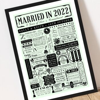 2022 Personalised 4th Linen Wedding Anniversary Poster, 3 of 11
