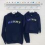 Blue And Lime Personalised Parent And Child Hoodie Set, thumbnail 1 of 3