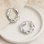 Recycled Sterling Silver Twisted Hoop Earrings – 25mm, thumbnail 1 of 5