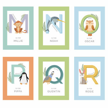 Personalised Alphabet Animal Nursery Print And Frame, 3 of 6