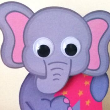 1st Birthday 3D Card Elephant Wobbly Eyes, 2 of 2