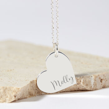 Personalised Name Silver Plated Heart Valentines Necklace, 4 of 12