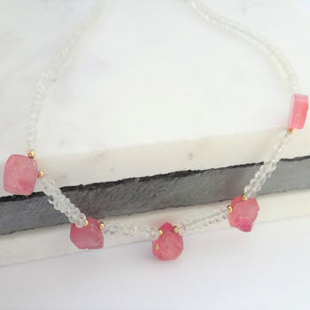 Rough Pink Sapphire Necklace With Topaz, 3 of 4