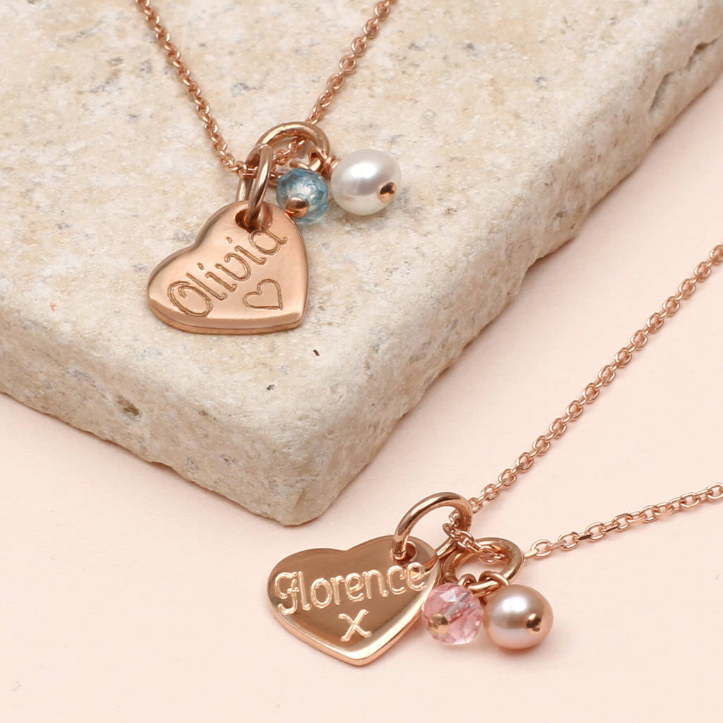 Personalised Rose Gold Plated Charm And Pearl Necklace, 1 of 4