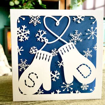 Mittens Personalised Couples Christmas Card, 2 of 4