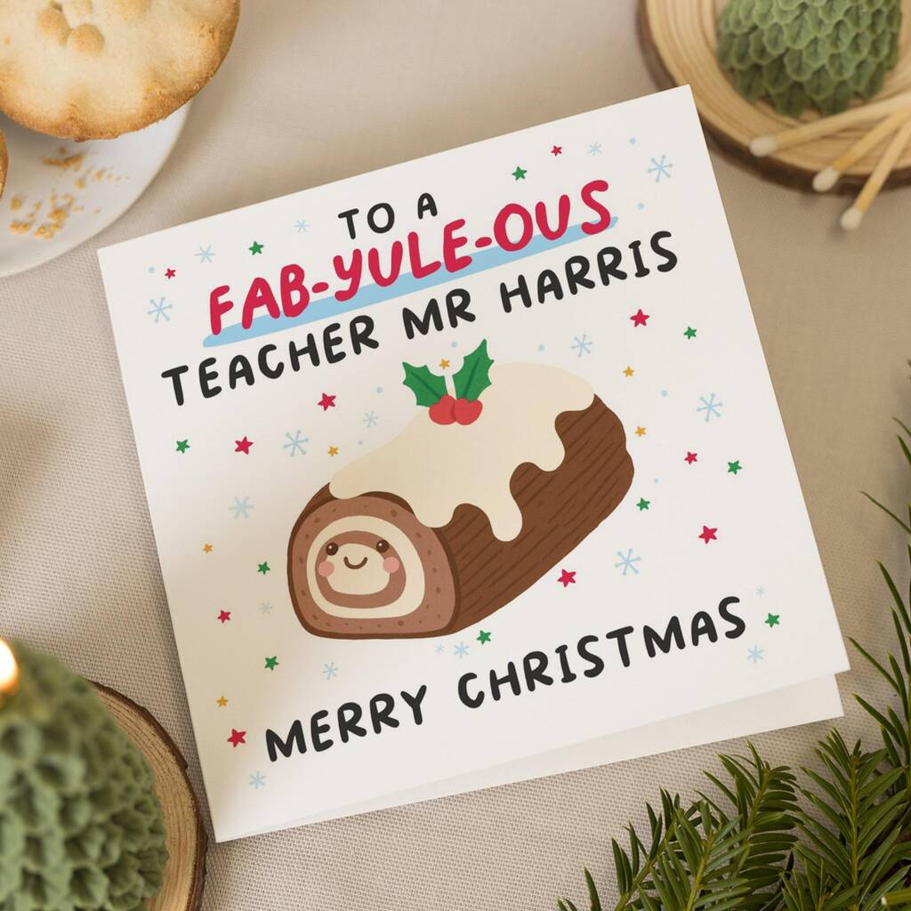 Personalised Fab Yuleous Teacher Christmas Card, 1 of 7