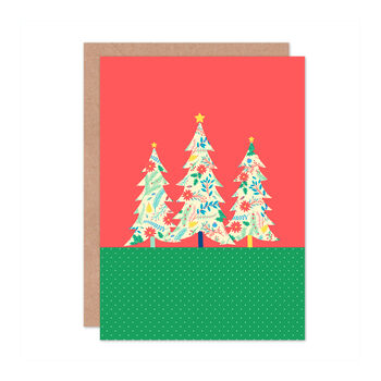 Kitsch And Floral Christmas Trees Card, 2 of 2