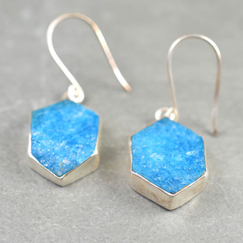 Hex Gem Earrings Smithsonite And Silver, 2 of 3