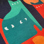 Abstract Cats Pillow Cover With Multicoloured On Black, thumbnail 6 of 7
