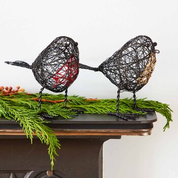 Set Of Two Wire Robin Decorative Ornament, 7 of 7