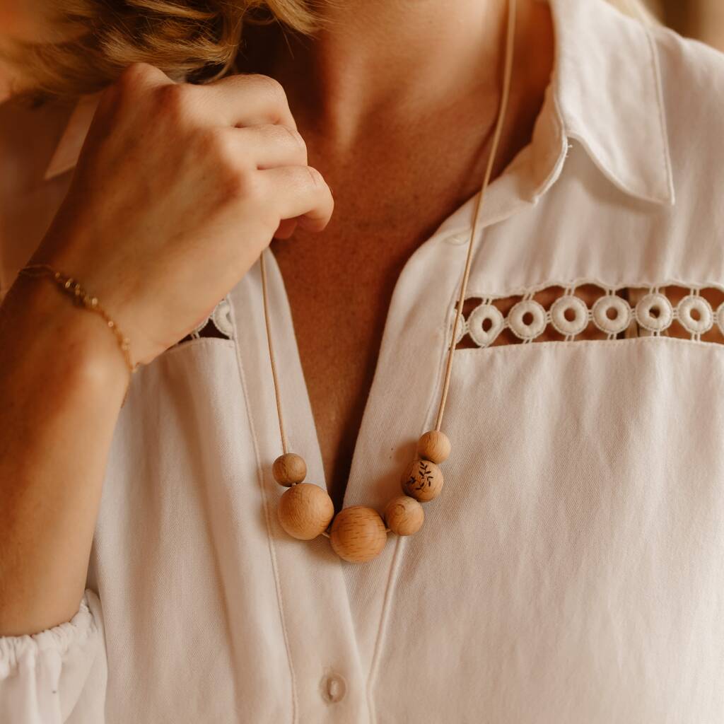 Natural Beechwood Teething And Breastfeeding Necklace, 1 of 6