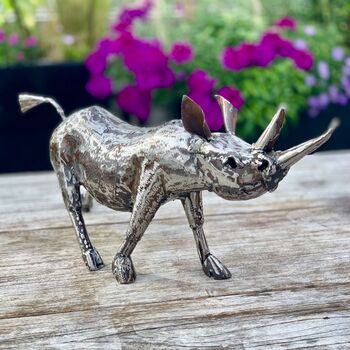 Recycled Metal Rhino Sculpture Art105, 4 of 6