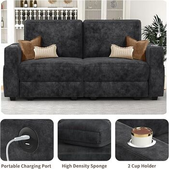 Two Seater Sofa With Storage, Comfortable Sofa Couch, 2 of 12