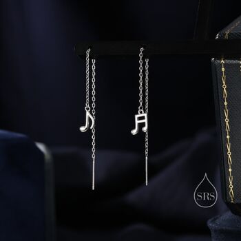 Mismatched Pair Of Music Symbol Threader Earrings, 2 of 10