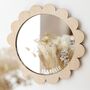 Personalised Birth Flower Wooden Scallop Edge Mirror, thumbnail 1 of 5