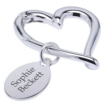 Personalised Silver Plated Heart Carabiner Keyring, 3 of 3