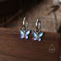 Sterling Silver Moonstone Butterfly Huggie Hoops, thumbnail 3 of 9