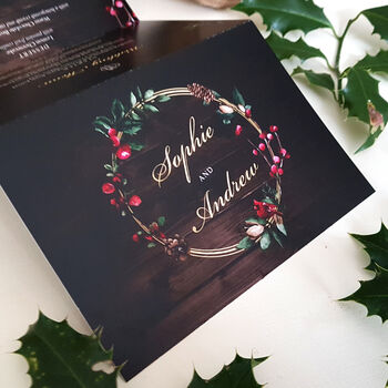 Dark Christmas Concertina Wedding Invitations Sample, 3 of 6