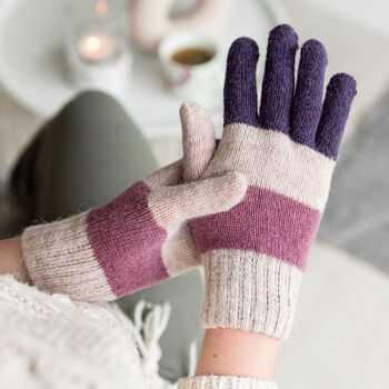 Winter Stripe Knit Gloves, 2 of 7